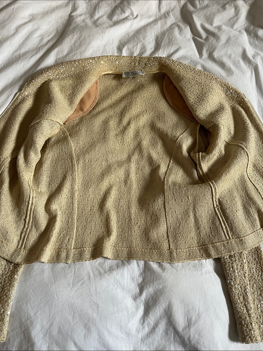 vintage St. John Evening Collection pearl paillette sequin knit zip jacket wool - Picture 12 of 16